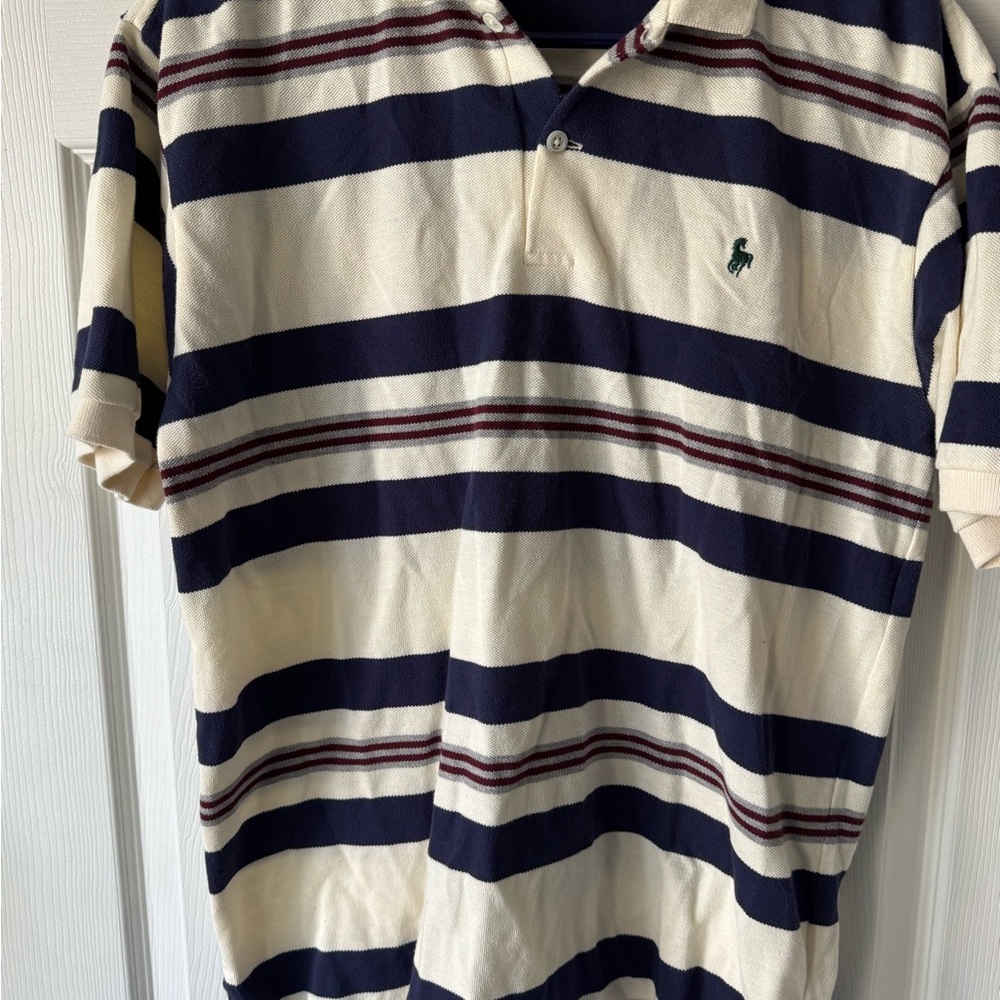 Hunt Club Navy and Cream Striped Polo